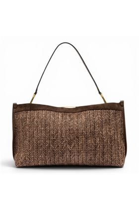 Borsa Gianni Chiarini in paglia intrecciata e camoscio colore cioccolata. GIANNI CHIARINI | 12245-CHOCO